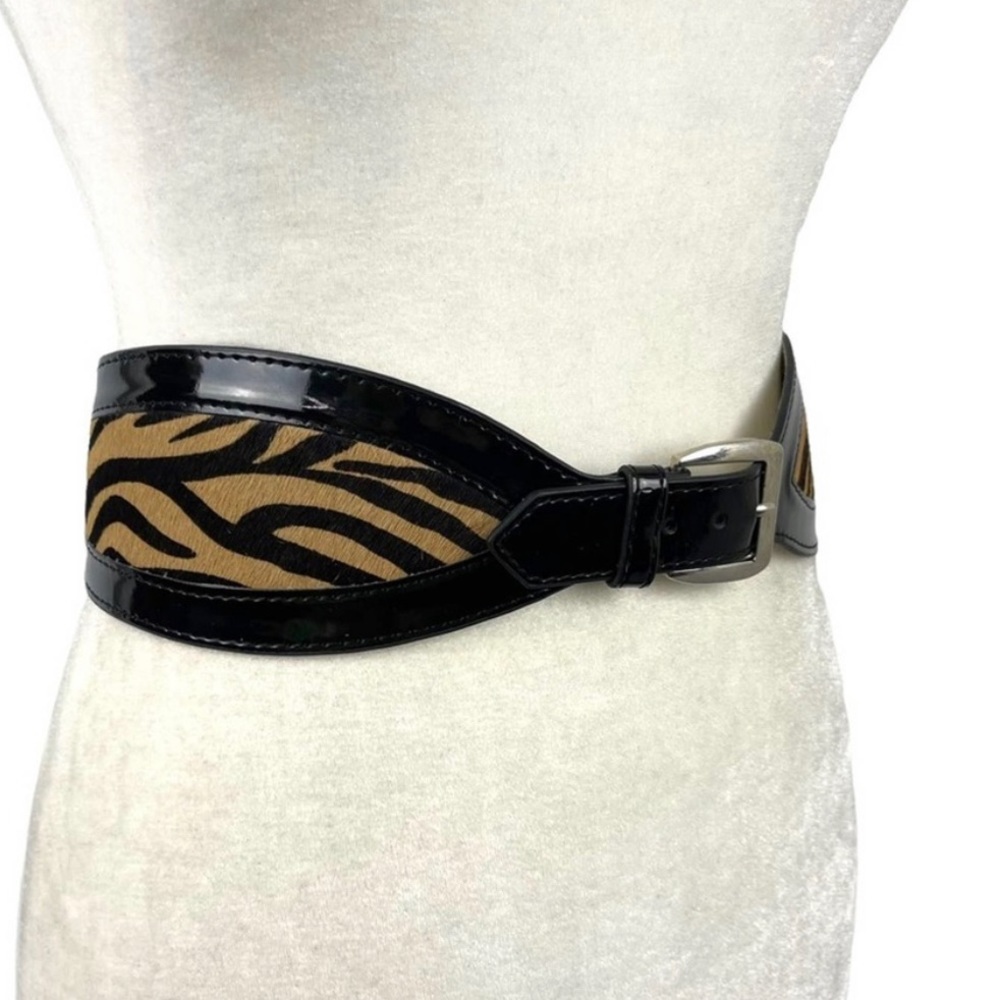 White House Black Market Leather Tiger Print Belt Small